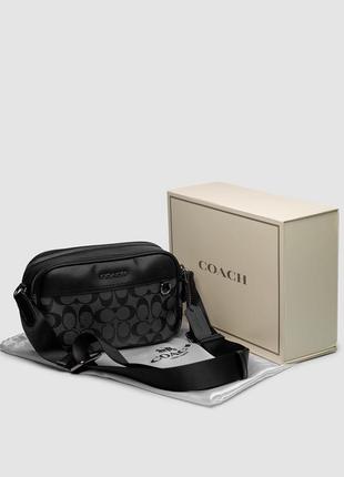 Сумка чоловіча coach graham crossbody with signature canvas blue