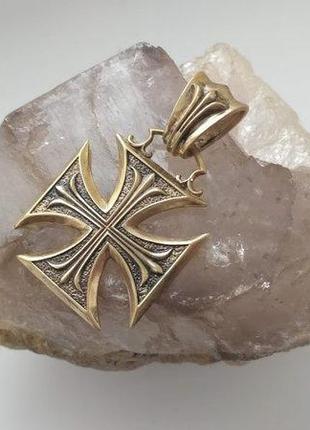 Мальтійський хрест кулон підвіс в байкерському стилі4 фото