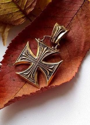 Мальтійський хрест кулон підвіс в байкерському стилі3 фото
