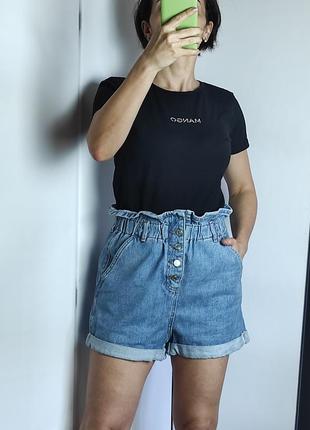 Джинсовые шорты на резинке высокая посадка topshop5 фото