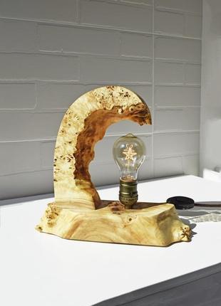 Деревянный светильник лампа лофт, лампа эдисона, лампа из натурального дерева ручной работы