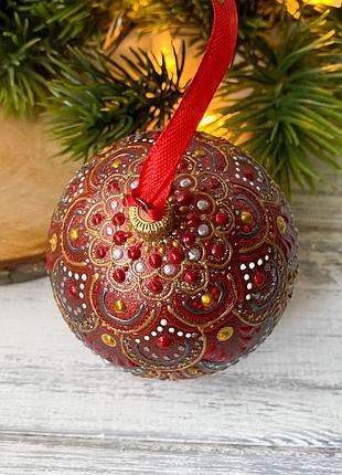 Новорічна іграшка, кулька на ялинку, ялинкова прикраса з ручним розписом, різдвяний декор.