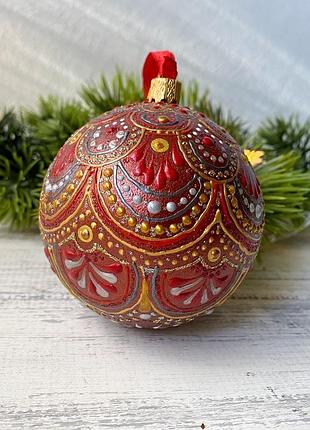 Новорічна іграшка, кулька на ялинку, ялинкова прикраса з ручним розписом, різдвяний декор.