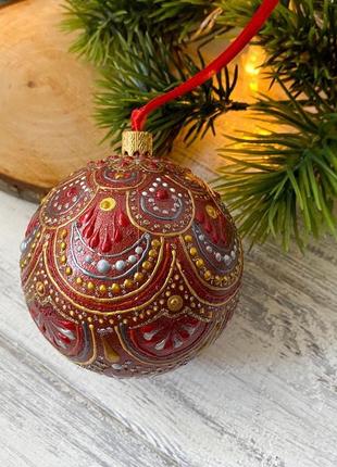 Новорічна іграшка, кулька на ялинку, ялинкова прикраса з ручним розписом, різдвяний декор.