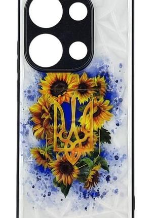 Чехол prisma для телефона poco m6 pro 4g бампер стеклянный рисунок гербы украины