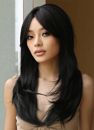 Парик каскад черный🔝перука каскад