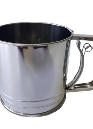 Кружка сито для просеивания муки из нержавейки с ручкой чашка сито для муки d 12,5 cm h 12 cm forkopt