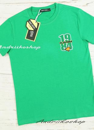 Футболка для хлопців, зелена футболка 128,140,158см1 фото