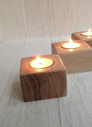 Набір з 3 дубових свічників.2 фото