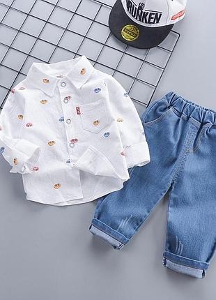 Стильный костюмчик на мальчика, рубашка и джинсы