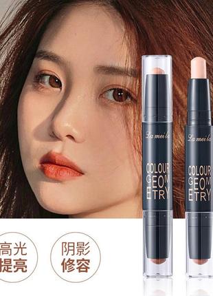 Карандаш для контуринга лица двухсторонний 2 в 1 lameila colour geomety contouring...