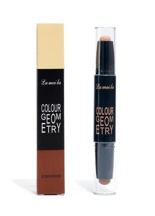 Карандаш для контуринга лица двухсторонний 2 в 1 lameila colour geomety contouring...