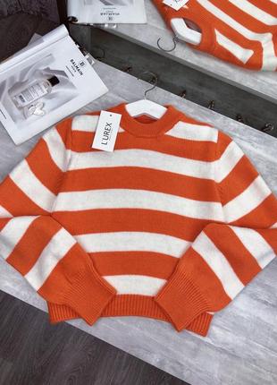 Кофтинка джемпер смужка помаранчево - біла; свитер полоска оранжевый с белым