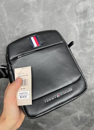 Мужская сумка барсетка черная tommy hilfiger модная сумка через плечо томми хилфигер сумка месенжер