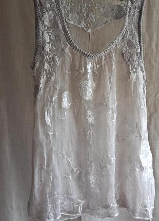 Вишитий шовк і плетене мережево новий топ