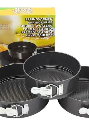 Набір круглих роз'ємних форм для випічки торта "тефлон" 3 шт d 17,5 / 19 / 21,5 cm h 6 cm forkopt