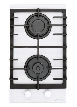 Варочная поверхность газовая domino на стекле weilor gg 306 wh