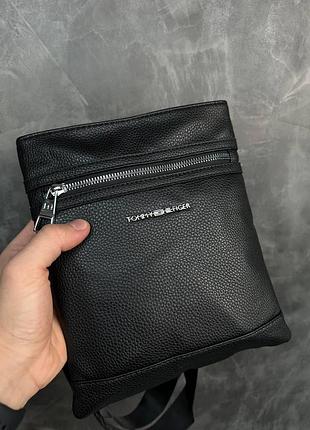 Мужская сумка планшет tommy hilfiger брендовая черная барсетка томми хилфигер сумка-месенжер через плечо
