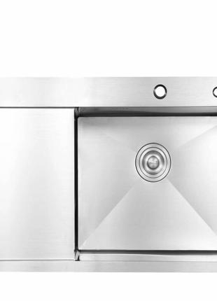 Кухонная мойка чаша справа h6350l встраиваемая 3.0/1.0 мм brush, lidz
