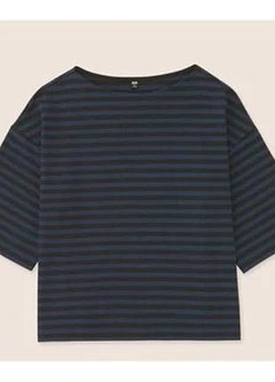 Полосатая оверсайз футболка в полоску uniqlo pp xl