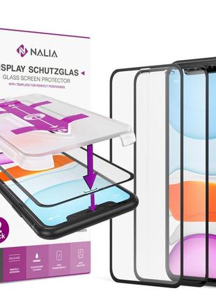 Nalia (2x скло та аплікатор, сумісні з iphone 11 pro max/xs max, повноекране захисне скло (чорний)