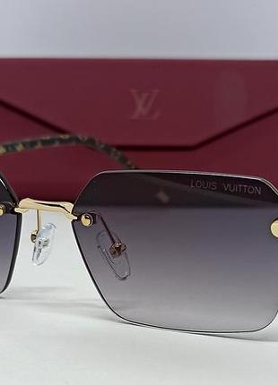 Окуляри в стилі louis vuitton унісекс вузькі сірий градієнт в золотому металі безоправні