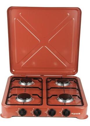 Настольная газовая плита-таганок vilgrand vgp 4041 на 4 конфорки коричневая