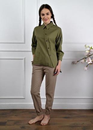 Жіноча сорочка з натурального льону на всі сезони5 фото