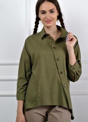Жіноча сорочка з натурального льону на всі сезони2 фото