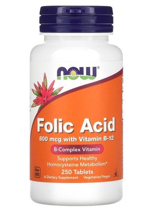 Now foods фолиевая кислота 800 мкг 250 таблеток фолат витамин b-12 комплекс...