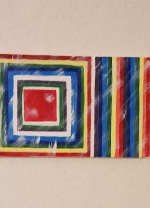 Красный квадрат авторская картина  акрил холст 40х25 см эксклюзивная современная живопись2 фото