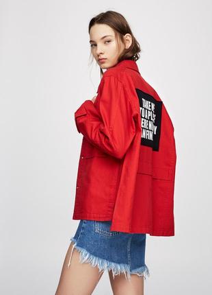 Куртка pull&bear safari jacket with black patch - l