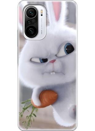 Чохол силіконовий з картинкою на xiaomi poco f3 (мультик, злий кролик сніжок)