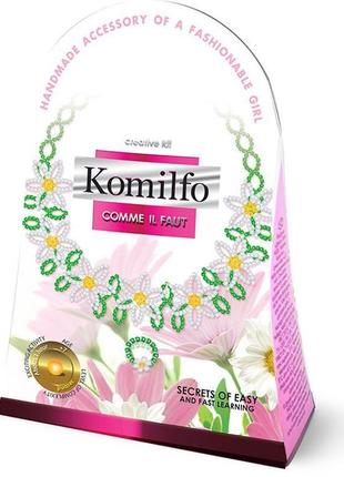 Плетение из бисера комильфо ожерелье+кольцо 'ромашки' (ка-01-01)