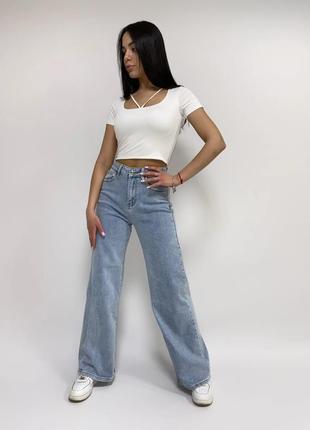 Блакитні джинси палацо розширені від стегна zara з високою посадкою