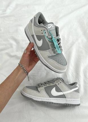 Женские кроссовки nike sb dunk low grey white найк данк серого с белым цветами
