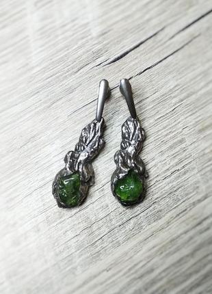 Серьги green, хромдиопсид, олово, медь, серебро, сталь3 фото