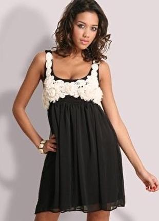 Чорна сукня babydoll з квітами