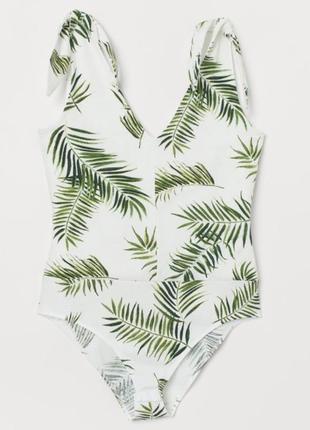 Біле боді з листям на зав'язках