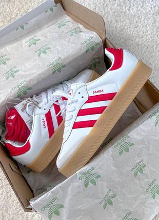 Adidas samba platform white\red3 фото