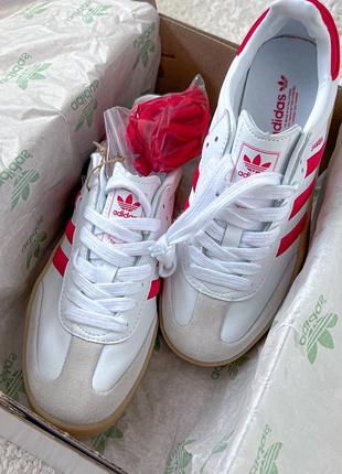 Adidas samba platform white\red6 фото
