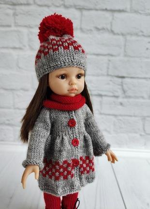 Зимний вязаный комплект одежды для куклы паола рейна 32 см2 фото