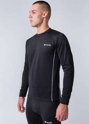 Термобелье мужское зимнее флисовое спортивное черное, набор термобелья флисовый костюм...