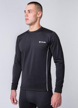 Термобелье мужское зимнее флисовое спортивное черное, набор термобелья флисовый костюм...