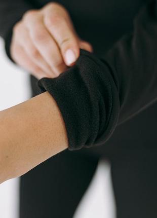 Термобелье мужское зимнее флисовое спортивное черное, набор термобелья флисовый костюм...