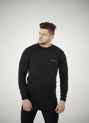 Термобелье мужское зимнее флисовое спортивное черное, набор термобелья флисовый костюм...