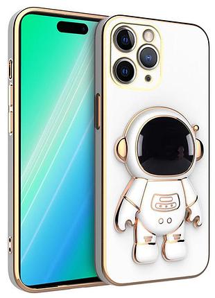 Силіконовий чохол космонавт із підставкою для apple iphone 14 pro max, білий