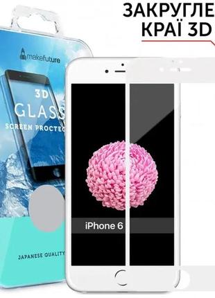 Защитное стекло для apple iphone 6 3d на весь экран стекло на телефон айфон 6 белое