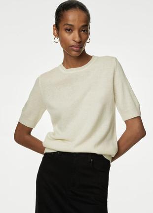 Кашемировый свитер джемпер marks&spencer с коротким рукавом 100% кашемир