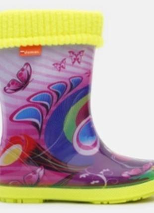 Гумові чоботи demar hawai lux print exclusive 28-29 (20 см) рожеві з жовтим